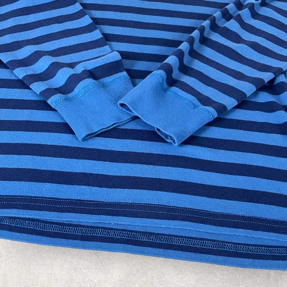 Hanna Andersson Blue Striped Organic Cotton Pajama Set Medium Adult Top Pants - Picture 3 of 13